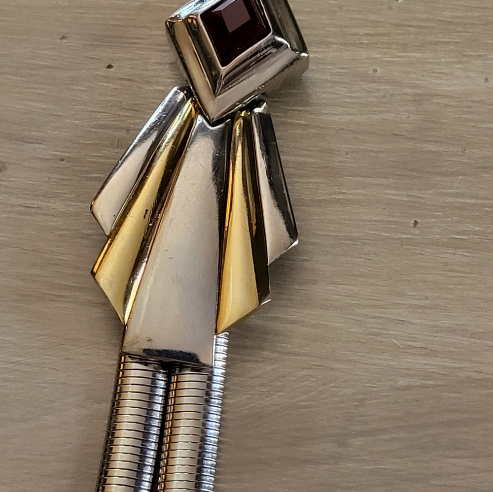 Judith Leiber Vintage 80s Silvertone Double Coil Belt With An Art Deco Buckle - Picture 10 of 13